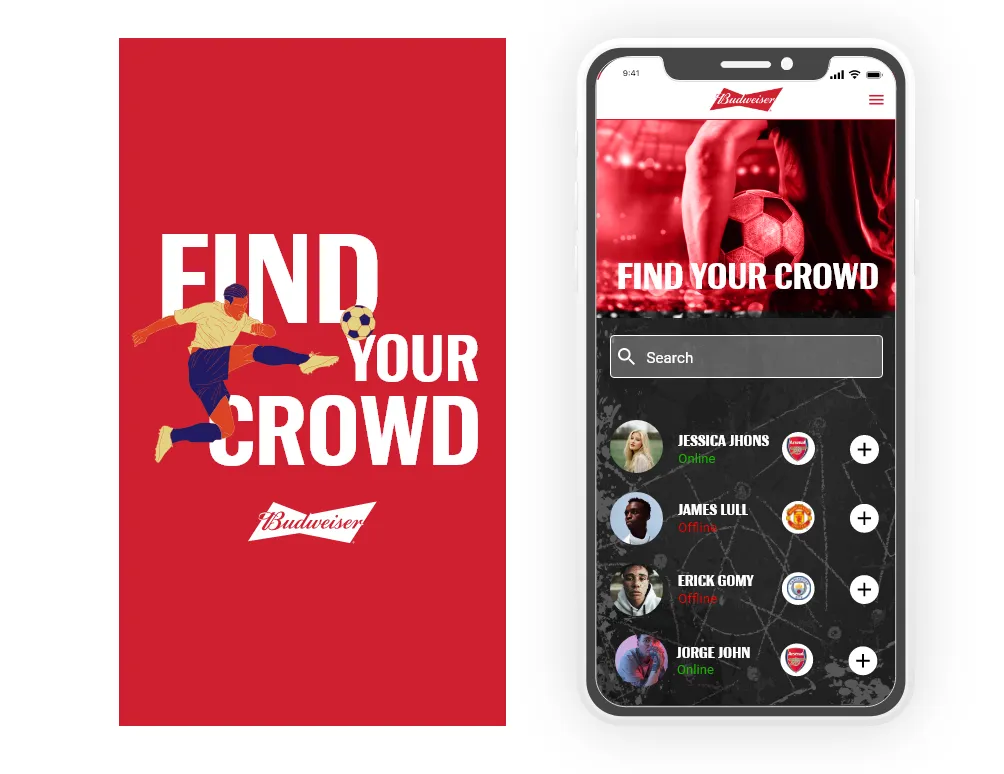 Variações de design do conceito Find Your Crowd